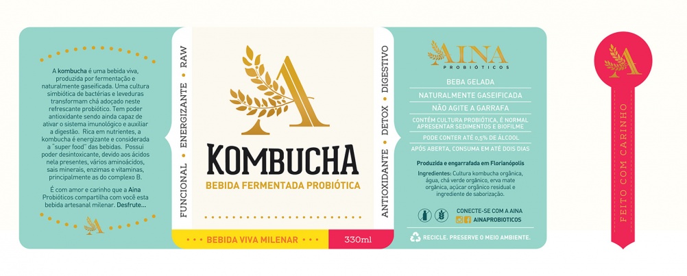 飲料品牌AinaKombucha品牌設(shè)計和產(chǎn)品包裝
